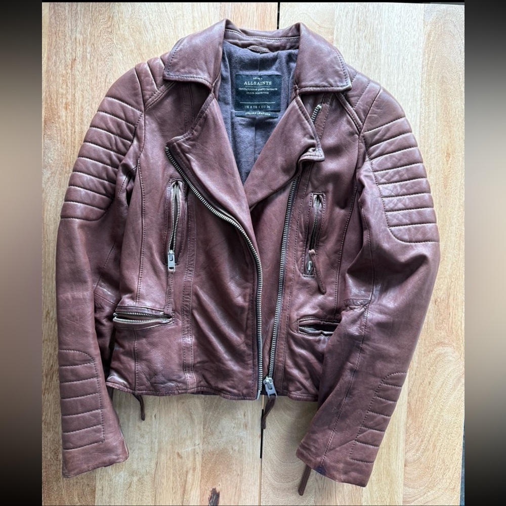 ALL SAINTS Women's Oxblood Leather Jacket